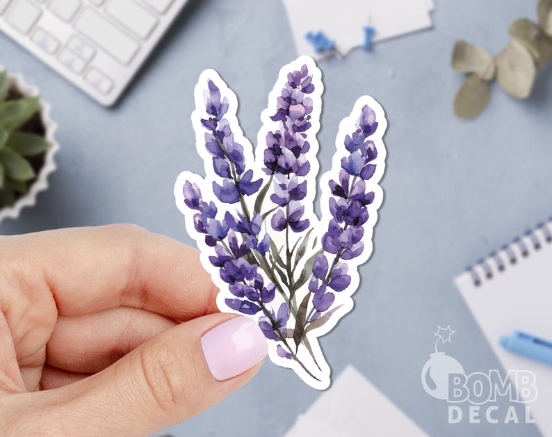 Lavender Sticker, Lavender Decal, Watercolour Sticker, Beautiful ...