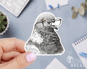 Pigeon Portrait Sticker: Bird Decal, Waterproof Laptop Art