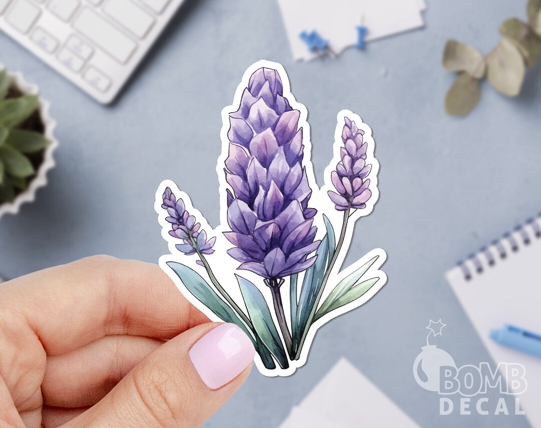 Lavender Sticker, Lavender Decal, Watercolour Sticker, Beautiful ...