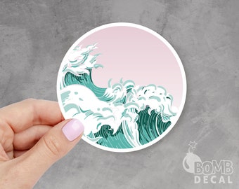 Great Wave Sticker, Hokusai Kanagawa Stickers, Japanese Wave Sticker, Sea Sticker, Water Sticker, Ocean Sticker, Laptop Sticker