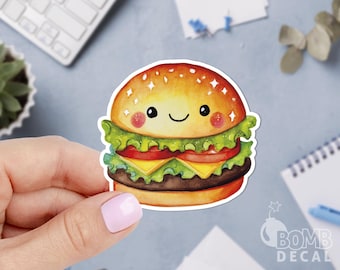 Kawaii Hamburger Sticker: Food Laptop Decal