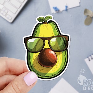 Avocado Glasses Sticker, Food Sticker, Health Sticker, Vegan Sticker, Vegetarian Sticker, Veggie Sticker, Laptop Sticker
