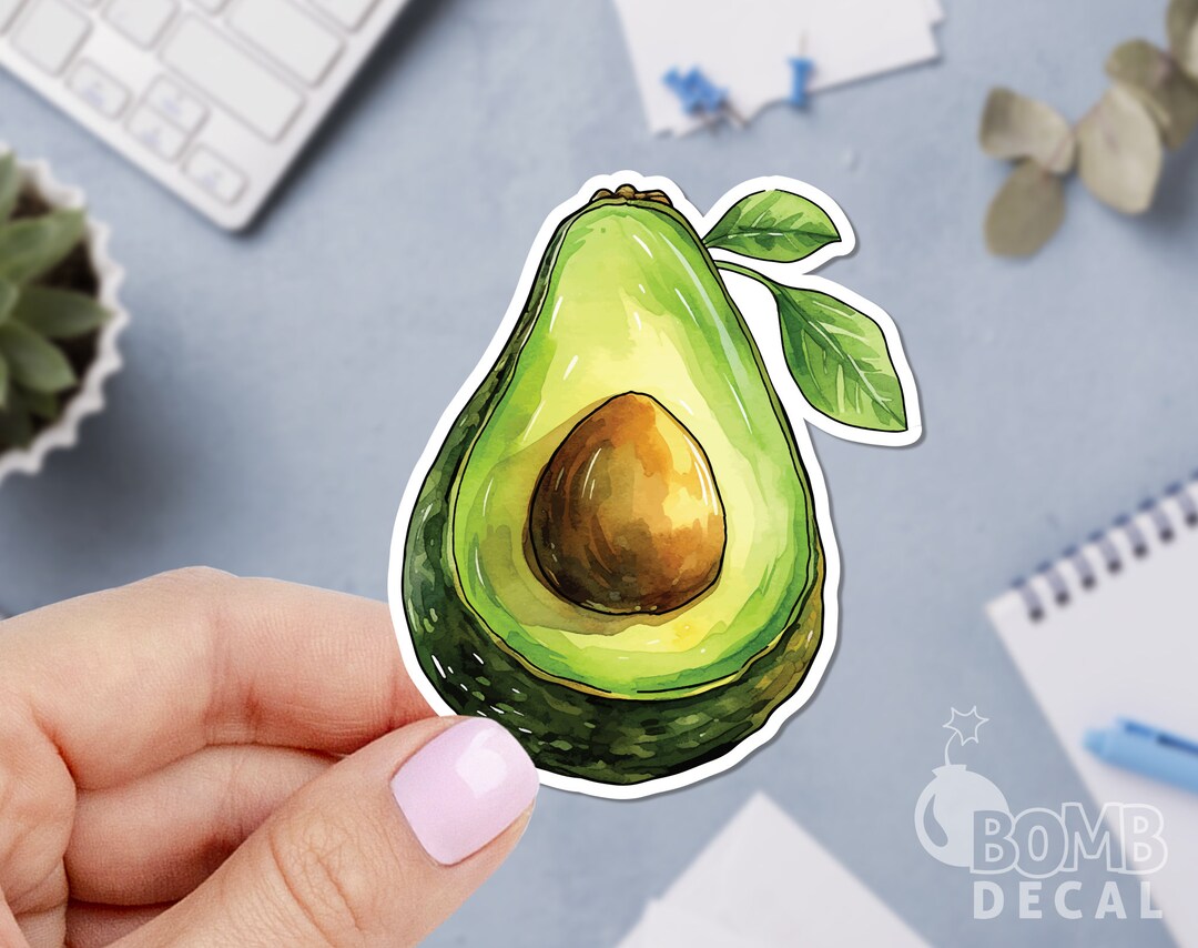 Avocado Sticker, Food Sticker, Watercolor Sticker, Health Sticker ...