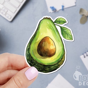 Avocado Sticker, Food Sticker, Watercolor Sticker, Health Sticker, Veggie Sticker, Healthy Food Sticker, Positivity Laptop Sticker