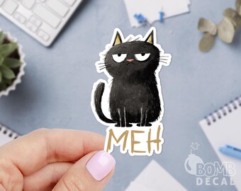 Meh Cat Sticker: Funny Pet Decal
