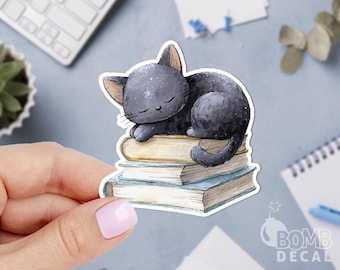 Black Cat Books Sticker: Watercolor Laptop Decal