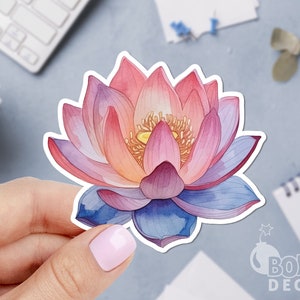 Watercolor Lotus Flower Sticker: Nature Yoga Floral Decal