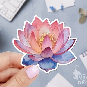 Lotus Flower Sticker, Nature Sticker, Watercolor Sticker, Yoga Sticker, Floral Sticker, iPad Sticker, Laptop Sticker