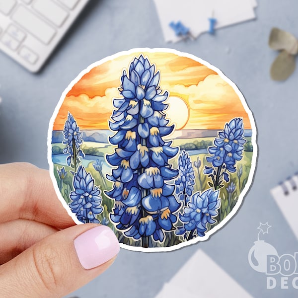 Bluebonnet Bloom Sticker, Bluebonnet Decal, Texas Flower Sticker, Beautiful Sticker, Flower Sticker, Macbook Sticker, Laptop Sticker,