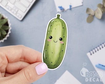 Kawaii Cucumber Sticker: Food Laptop Decal