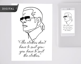 Karl Lagerfeld Line Art Portrait: Fashion Quote (Digital Download)