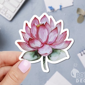 Watercolor Lotus Flower Sticker - Nature Yoga Floral Decal