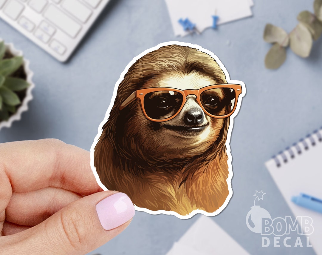 Sloth Sticker, Sloth With Glasses Sticker, Animal Sticker, Slow Sticker