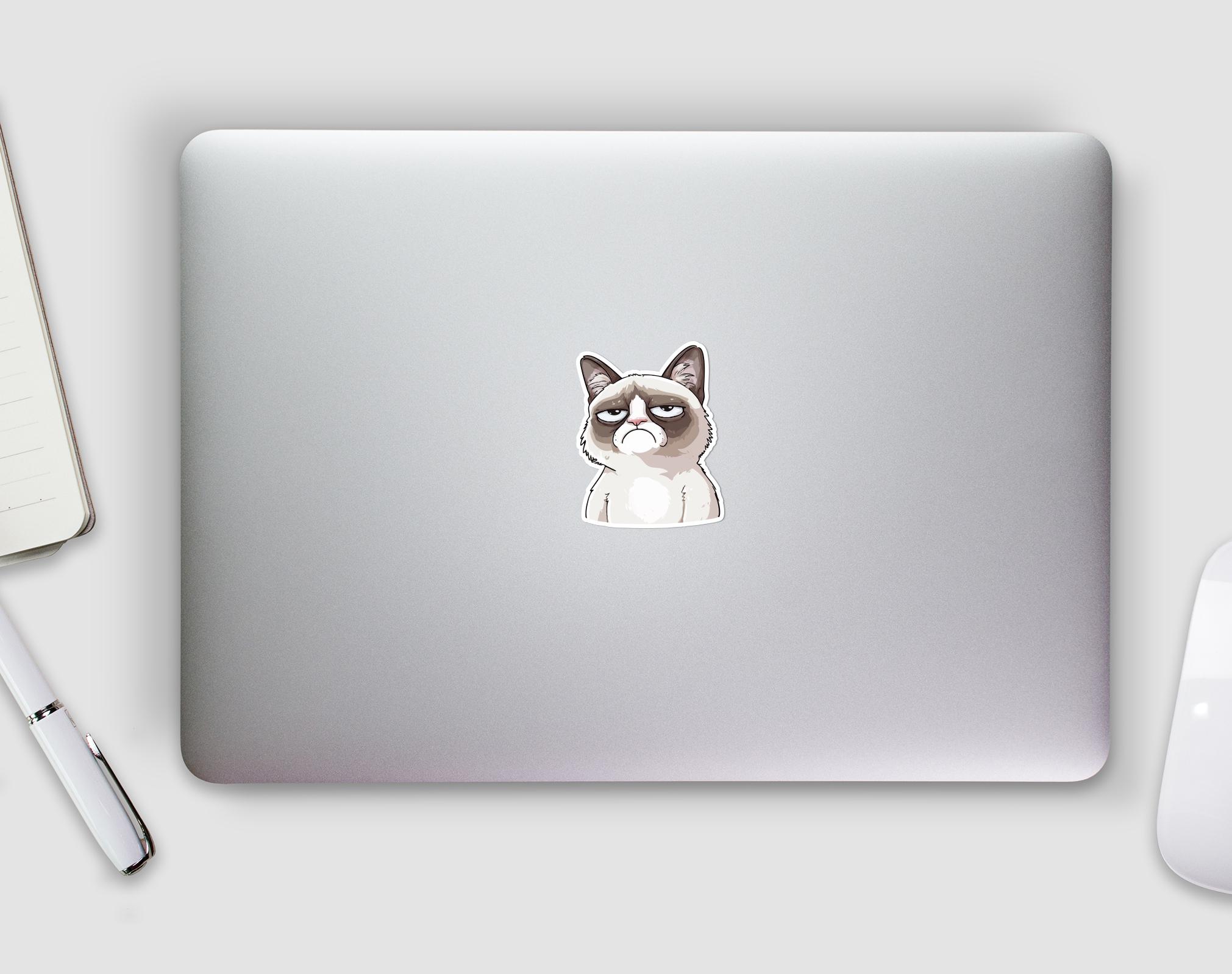 Silly Computer Decals Grumpy Cat Sticker: Funny Laptop Decal - Etsy