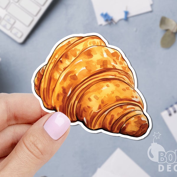 Croissant Sticker, French Croissant, Food Sticker, Watercolor Sticker, Laptop Sticker
