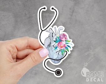 Heart Stethoscope Sticker, Nurse Sticker, Heart Sticker, Hero Sticker, Nurse Stethoscope Sticker, Nurse Gift Sticker, Nursing Laptop Sticker