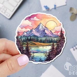 Mountain Sticker, Forest Sticker, Watercolor Sticker, Explore Sticker, Nature Sticker, Hike Sticker, Laptop Sticker, Mackbook Sticker