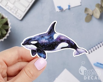 Orca Whale Sticker: Watercolor Laptop Decal