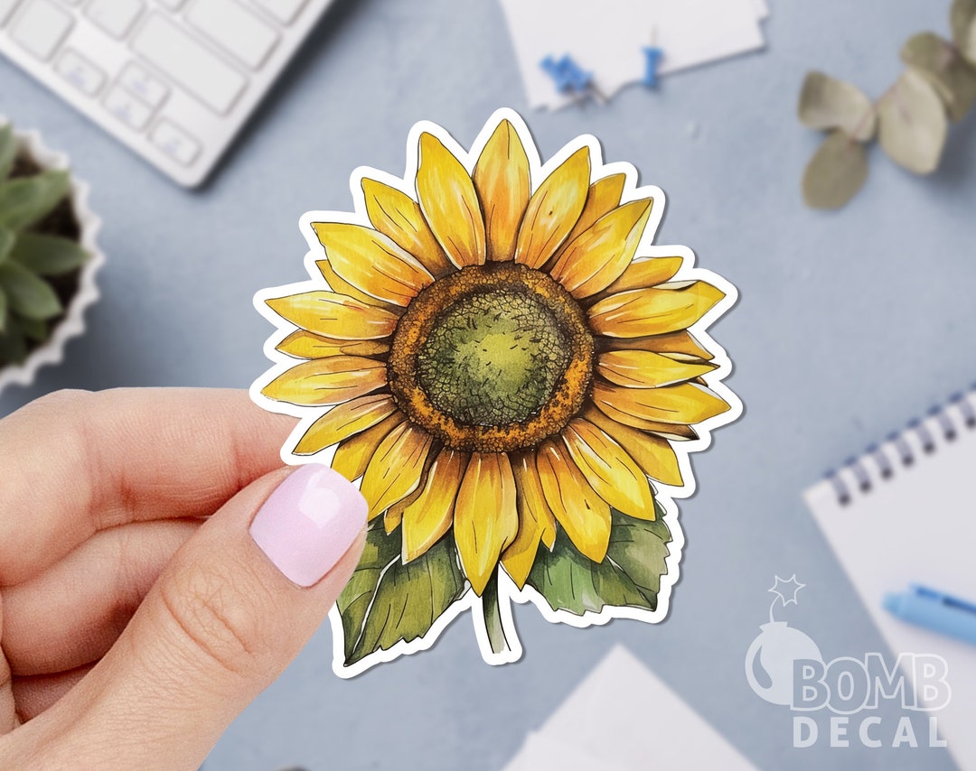 Watercolor Sunflower Sticker: Vinyl Laptop Decal - Etsy