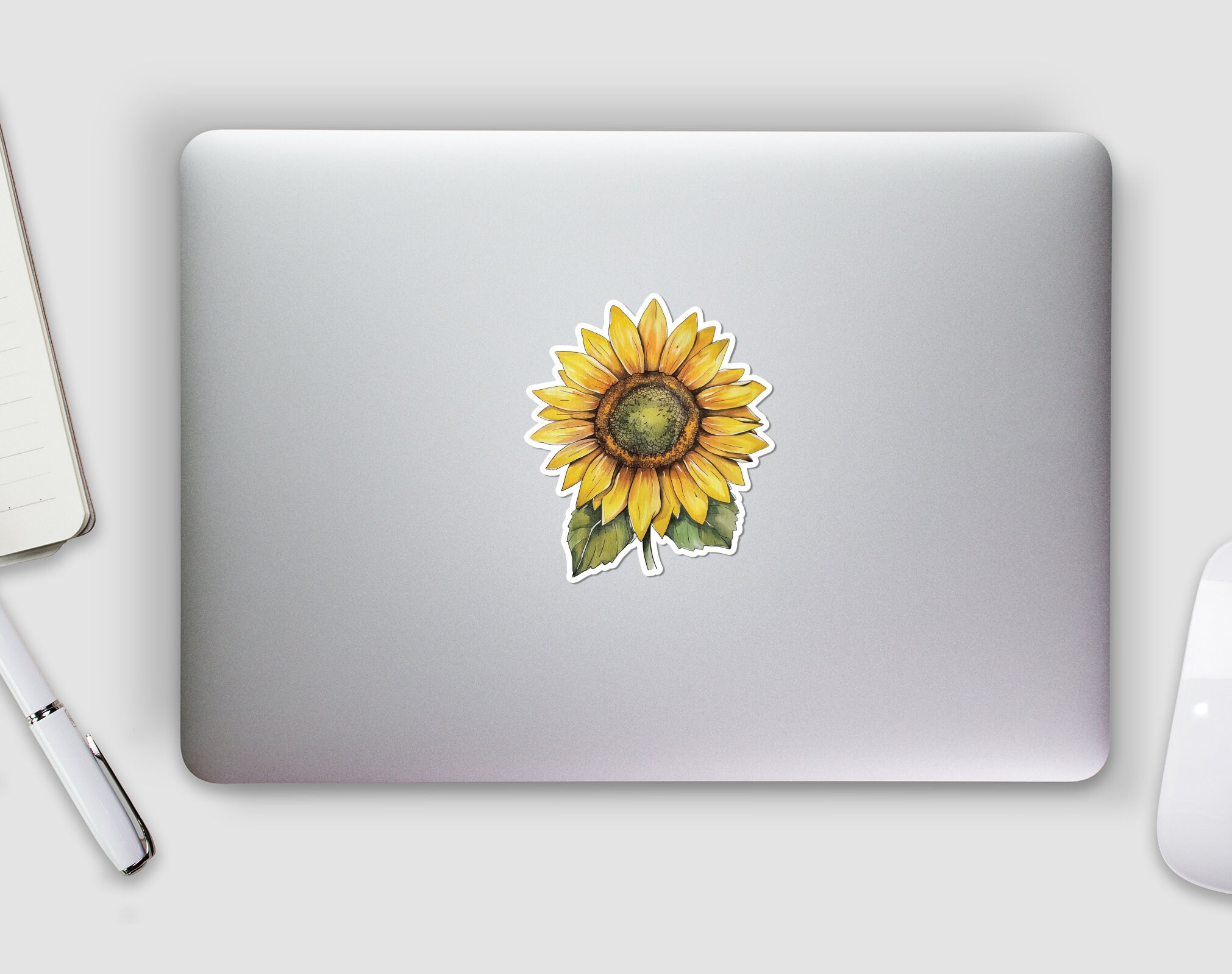 Watercolor Sunflower Sticker: Vinyl Laptop Decal - Etsy