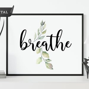 Breathe Digital Illustration, Plant Watercolor Print, Wall Art Print, Instant Download, Digital Watercolor Files, PNG Files