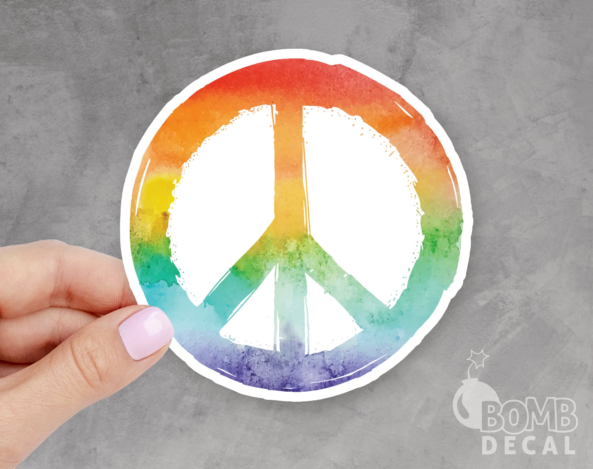 Peace Vector Sticker Peace Sticker, Peace Decal, Peace Sign Sticker, Rainbow Sticker, Hippie ...