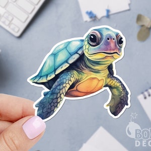 Baby Turtle Sticker, Turtle Sticker, Baby Sticker, Ocean Life Sticker, Sea Sticker, Watercolour Sticker, Animals Sticker,Cute Laptop Sticker