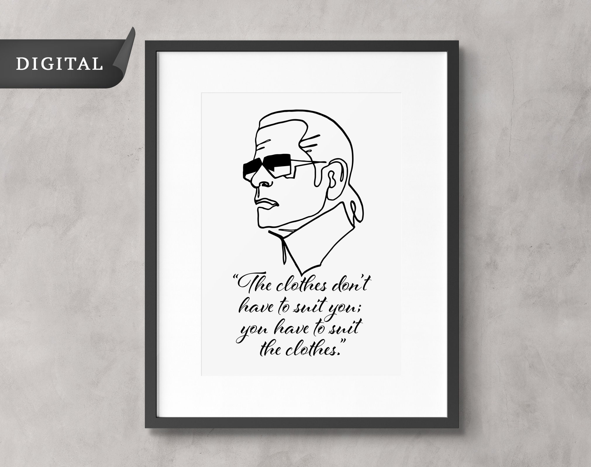 Discover Karl Lagerfeld mit Satz Line Art Digital Illustration Karl Lagerfeld Poster