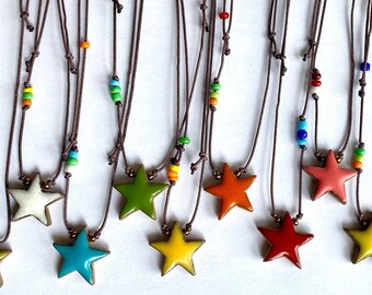 Minimalist Star Necklace for Women, Boho Clay Fidget Jewelry, Adjustable Ceramic Pendant Accessories, Handmade Charm, Unique Design Gifts