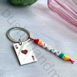 Ace porte-clé breloque cartes à jouer, pendentif Las Vegas Poker personnalisé, porte-clés porte-clés en argent personnalisé, jolis cadeaux vintage pour lui et elle