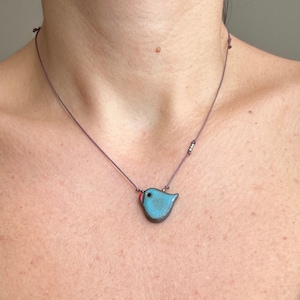 Fidget Jewelry Necklace, Cute Bird Pendant for Women, Adjustable Ceramic Accessories, Handmade Clay Charm, Unique Design Personalized Gifts