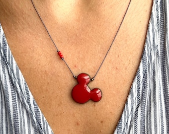 Colar de orelhas de Mickey, pingente fofo de presentes de Páscoa para crianças Svg do Mickey para mulheres, joias hipoalergênicas de cerâmica feitas à mão Y2K