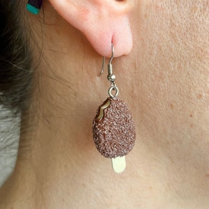 Handmade Ice Cream Polymer Clay Dangle Earrings: Fun Miniature Food Jewelry
