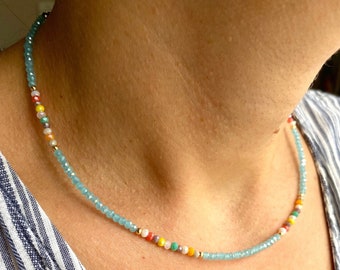 Kristall-Chakra-Halskette, verstellbare Chakra-Steine Schmuck, zierlicher minimalistischer Perlen-Halsreif, einzigartige Geschenke