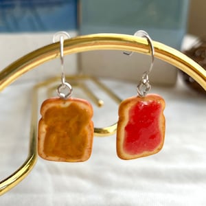 Peanut Butter and Jelly Earrings, Fun Cute Minimalist Polymer Clay Kawaii Food Earrings Dangle, Handmade Summer Jewelry Unique Design Gifts