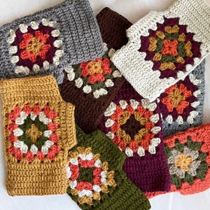 Fingerless Crochet Gloves, Knit Wool Granny Square Winter Photography Texting Alpaca Gloves, Cozy Authentic Hygge Mittens