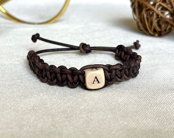 Personalisierte Echtleder Initial Armbänder Männer Frauen Kinder, einzigartige Geschenke