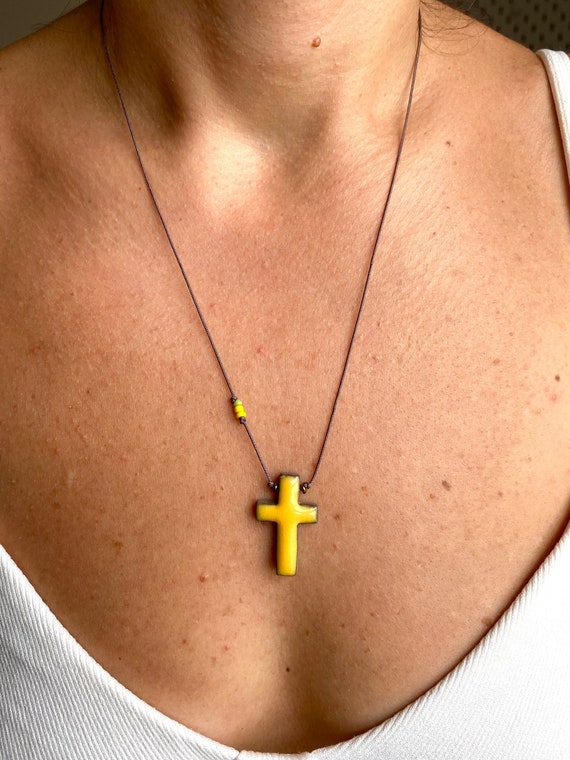 Ceramic cross necklace sale