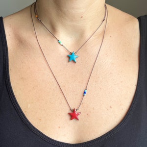 Minimalist Star Necklace Ceramic, Tiny Boho Clay Y2k Fidget Jewelry, Adjustable Pendant Accessories, Handmade Charm, Unique Design Gifts