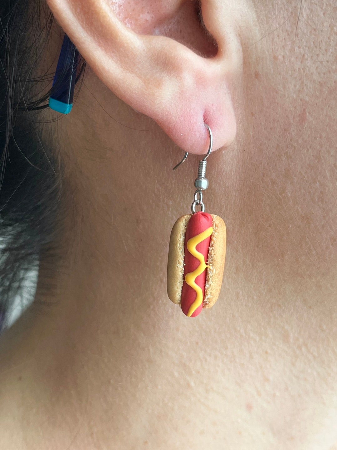Hotdog Earrings Minimalist Hot Dog Fun Cute Polymer Clay Food Etsy
