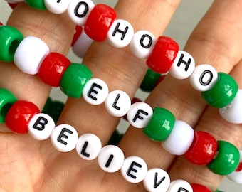 Personalized Beaded Christmas Bracelet: Custom Name Friendship Bracelet