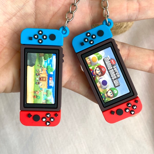 Super Mario Nintendo Switch Keychain, Animal Crossing Miniature Keyrring, Gaming System Retro Rubber Toy Keychain, Unique Gifts