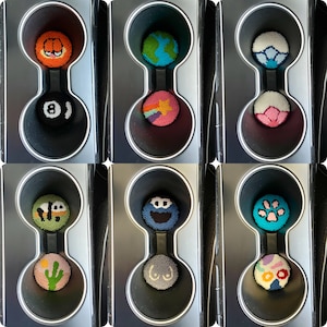 Personalized Car Coasters, Magic 8 Ball Y2k Aesthetic, Punch Needle Car Coasters, Christmas Gift, Handmade Smiley Flower Frog