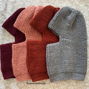 Hand Knitted Wool Balaclava Hat, Helmet, Winter Full Face Mask for Women Men, Ski Mask, Face Cover, Color Palette