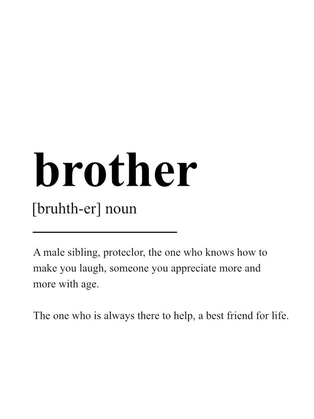 Brother Definition Print Brother Wall Art Definition Print Etsy
