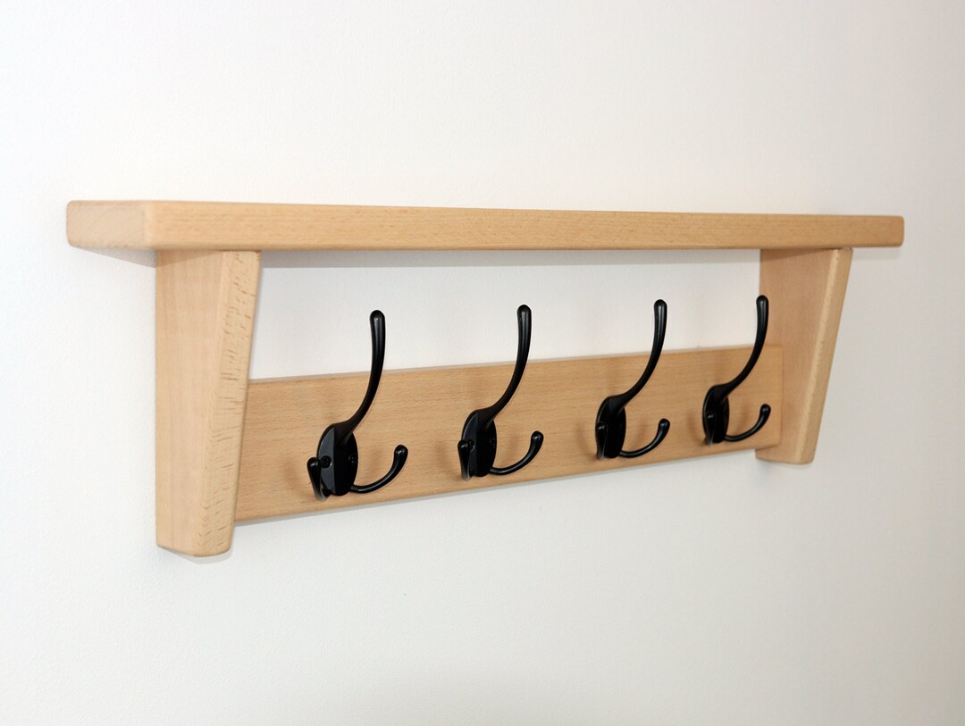Wall Coat Hanger With Shelf Wall Mount Wall Hook Rack Etsy