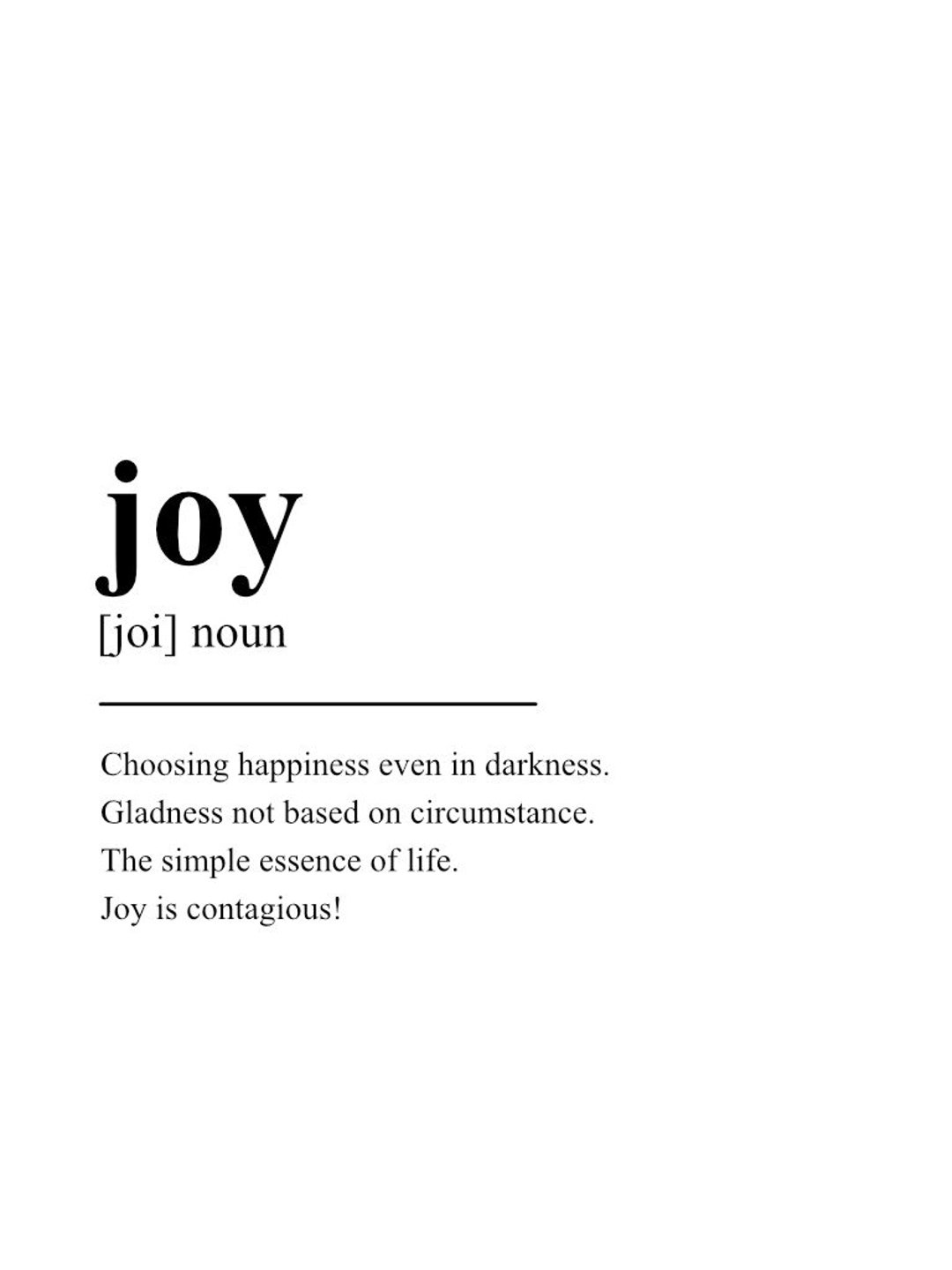Joy Definition Print Joy Wall Art Definition Print Etsy