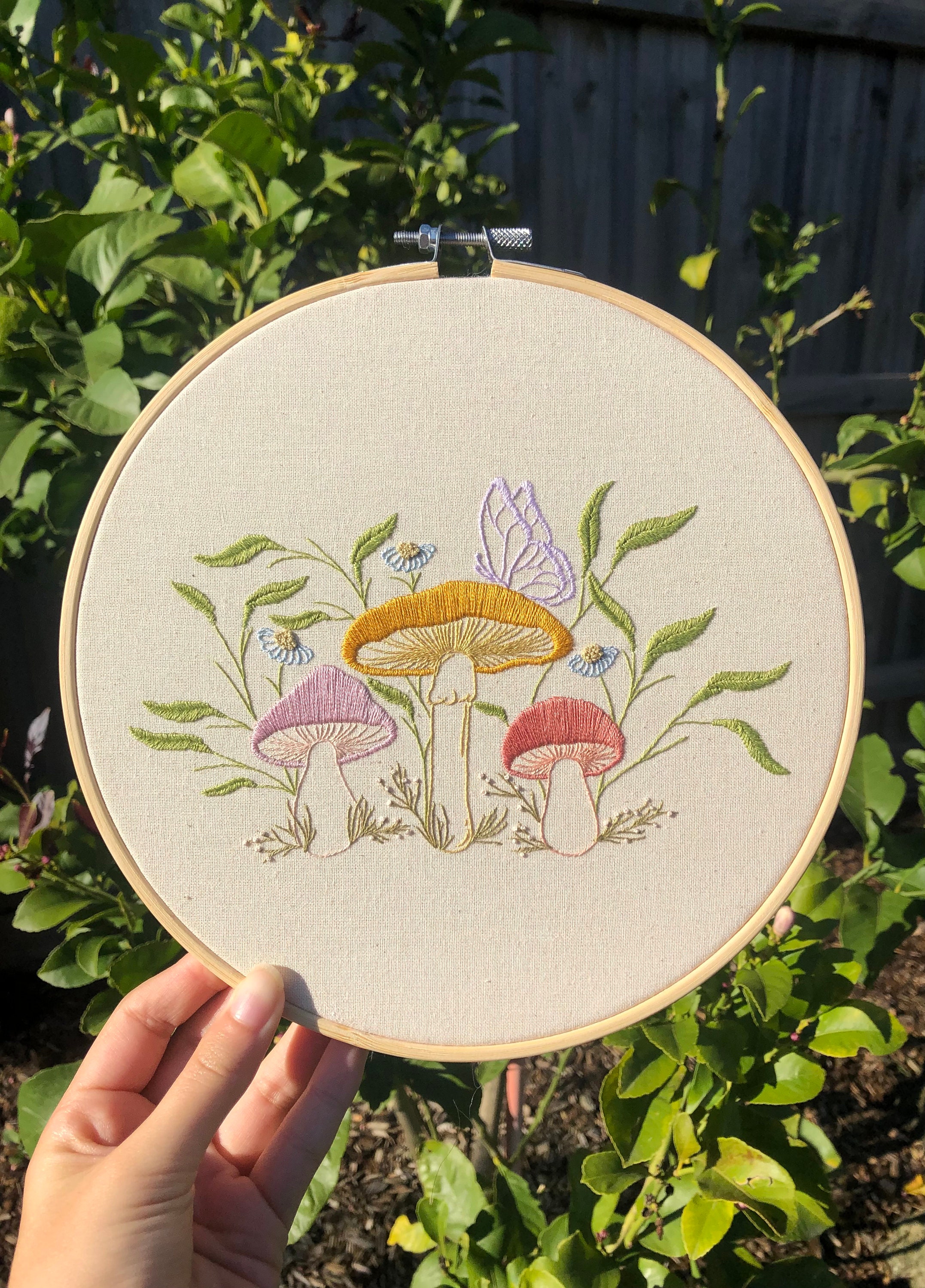 DIY Craft-Mushroom Birthday gift -Handmade Embroidery - Embroidery Kit -  Flower Embroidery-Embroidery- Party gift- Kids Craft-Needlework Kit