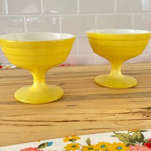 Vintage Hazel Atlas Moderntone Dessert Cups, Set of 2, Yellow, 1950's