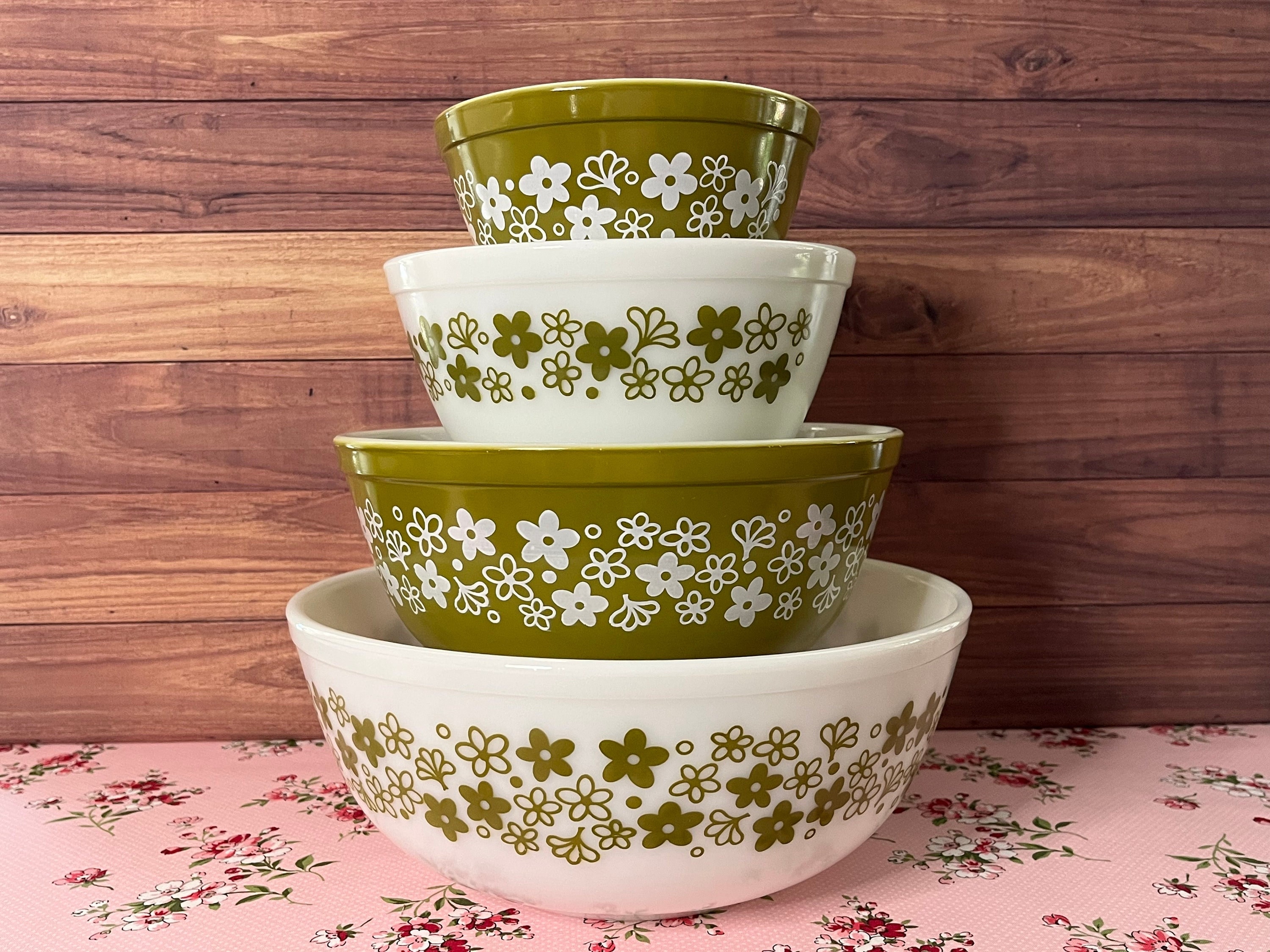 Vintage Pyrex Spring Blossom Green V2, Crazy Daisy Casserole Set With Lids,  Set of 3 Dishes 3 Lids -  Sweden